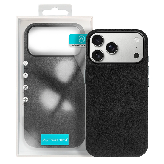 Silicone Leather Design Case for Apple iPhone 17 Pro Black